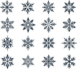 Set of flat Snowflakes, vector decoration elements.