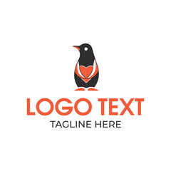 penguin heart logo design