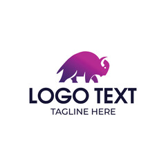 Aggressive bison logo design