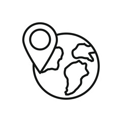 Editable Icon of Globe Location, Vector illustration isolated on white background. using for Presentation, website or mobile app