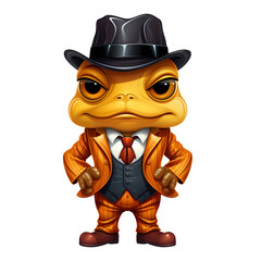 Cute Frog American Retro Style Clipart Illustration