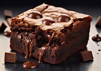 Chocolate Brownie with Melted Chocolate Chips