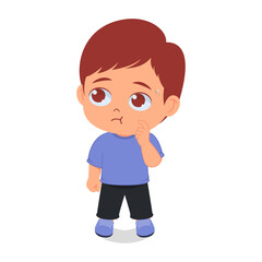 Cute boy confused with head turned to the side