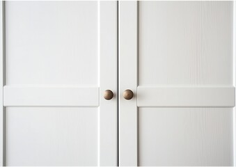 Close-up of White Cupboard Wooden Doors