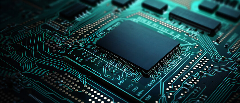 Closeup of computer chip circuit board