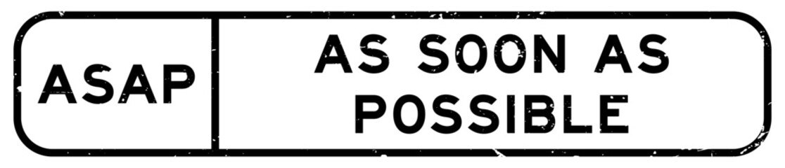 Grunge black ASAP as soon as possible word square rubber seal stamp on white background