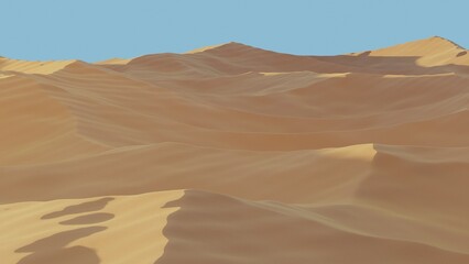 Fototapeta na wymiar Landscape of desert dune with blue sky. Desert concept. 3D render