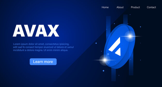 A modern example of a banner with an AVAX coin. The landing page is designed in a modern style