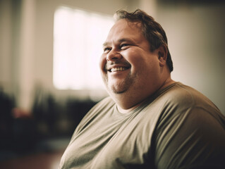 Obraz premium Smiling plus size man in gym
