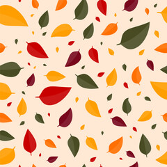 seamless pattern with autumn leaves in different sizes