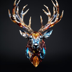 Naklejka na ściany i meble A deer face made of beautiful gemstones. Wildlife Animals. Decorations. Illustration, Generative AI.