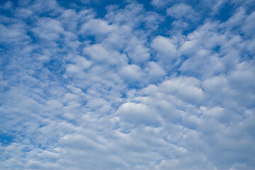 Obraz premium White clouds on a bright blue sky.