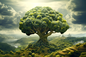 broccoli tree. fantasy landscape
 - obrazy, fototapety, plakaty