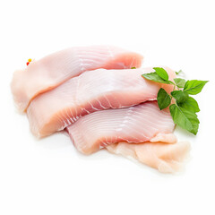 fresh chicken Slices Isolated white background