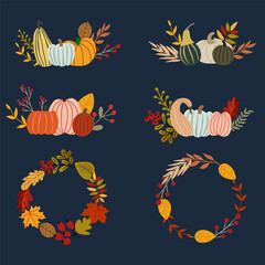 Collection of vector autumn compositions. Autumn elements for your design.