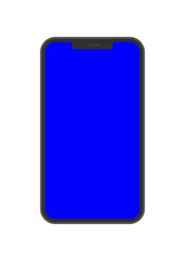 青い色の画面のスマホのモックアップ- ブルーバック･クロマキー合成のテンプレート素材