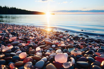 Obraz premium Breathtaking images of rocks in the ocean at sunset.