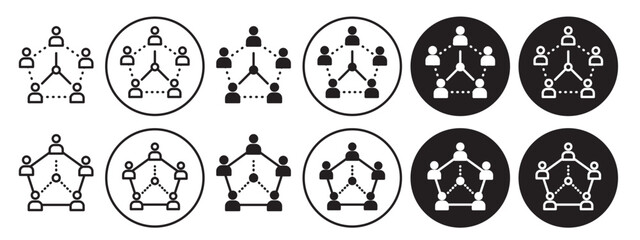 Human interaction Icon. Symbol of company team management or networking. Flat vector set of business people communication system framework. outline logo sign of customer or user group organization  