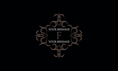 The letter F is made in the style of a modern vector line. Luxury elegant logo. Design examples for cafes, hotels, jewelry, fashion, restaurant