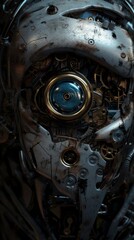 Fototapeta premium Mechanical eye: portrait of a robotic iris in high quality