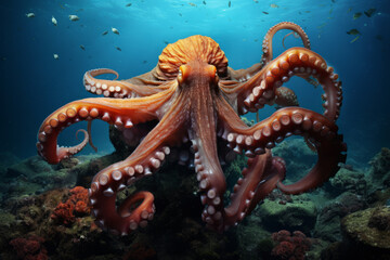 Fototapeta na wymiar King octopus at the bottom of the sea
