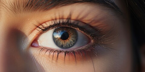 Close up - Perfect eye macro in a sterile environment and perfect vision, the vision of the future and healthy life concept. view precise and straight to the target, generative ai
