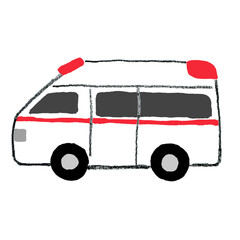 シンプルでレトロな手描きの救急車 © Omusubi