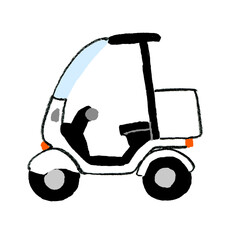 シンプルでレトロな手描きのデリバリーバイク