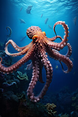 Fototapeta na wymiar King octopus at the bottom of the sea