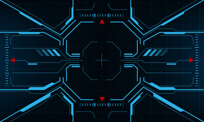 HUD sci-fi interface screen view blue geometric design virtual reality futuristic technology creative display vector