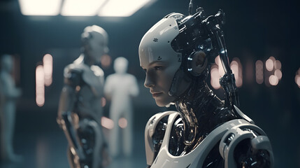 AI - powered humanoid robots interacting with humans