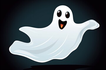 cute cartoon halloween ghost illustration on black background