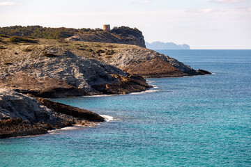 Blick entlang der Ostküste bei Cala Estreta, Cala Torta, Cala Mitjana, Mallorca