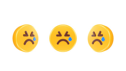 3D Realistic crying cute face Icon For Web Mobile App Social Media Promotion