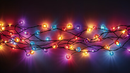 Christmas electric garland of light bulbs isolated. Generative Ai