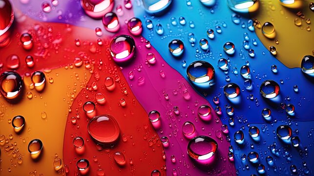 Photo of water droplets with a colorful background, generated by AI