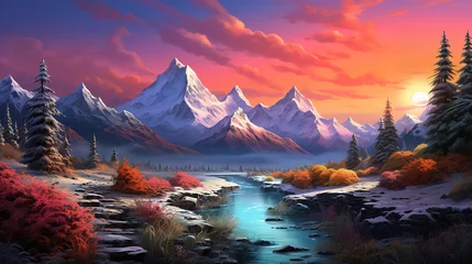 Poster Winter snowy landscape background. Generative Ai © hassanmim2021
