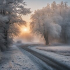 Winter Wonderland: A Serene Journey Along the Snow-Covered Pathway in the Heart of the Enchanting Forest