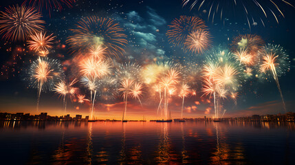 Celestial Fireworks: Bursting Colors in the Night Sky