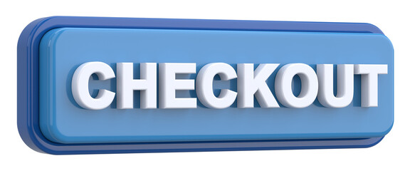 3D checkout button. 3D illustration.