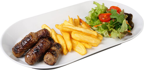 Köfte Teller mit Pommes und Salat