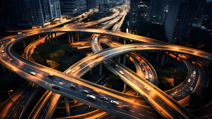 Fototapeta na wymiar Navigating Junctions: Aerial View of Traffic Interchanges