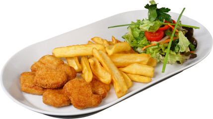Nuggets mit Pommes und Salat