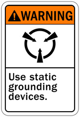 Electrostatic warning sign and label use static grounding devices