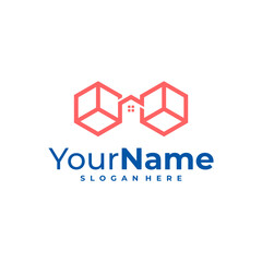 House Hexagon logo design Template. Creative Cube logo vector.