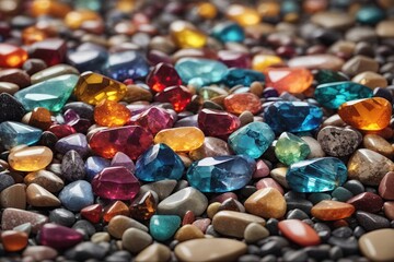 Beautiful gems background. Photo of a sparkling and colorful real gemstones in natural sunlight