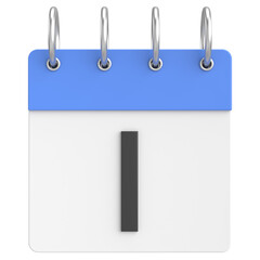 3D calendar. Day 1. First day of the month. 3D illustration.