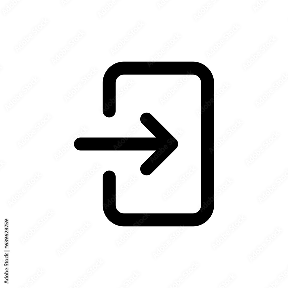 Poster arrow Login account icon - Enter symbol, log in icon button - arrow and door icon entry symbols in filled, thin line, outline and stroke style for apps and website