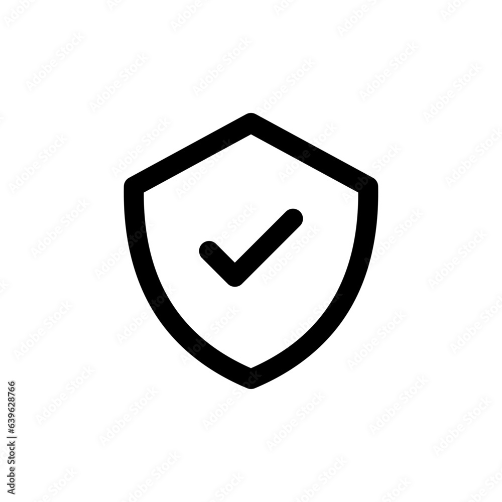 Poster Shield check mark icon or security shield protection icon with tick symbol. web vector icon	
