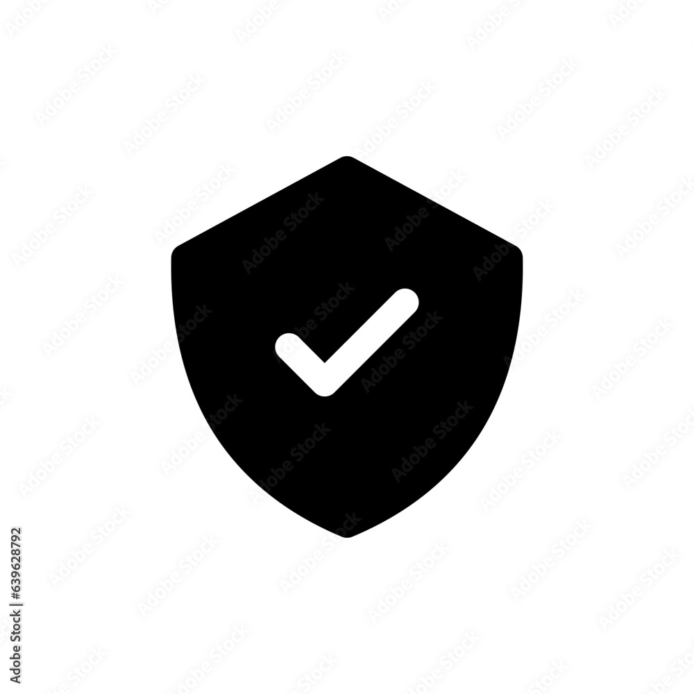 Poster Shield check mark icon or security shield protection icon with tick symbol. web vector icon	
